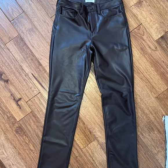 Dark Brown Faux Leather Pants - Picture 1 of 3